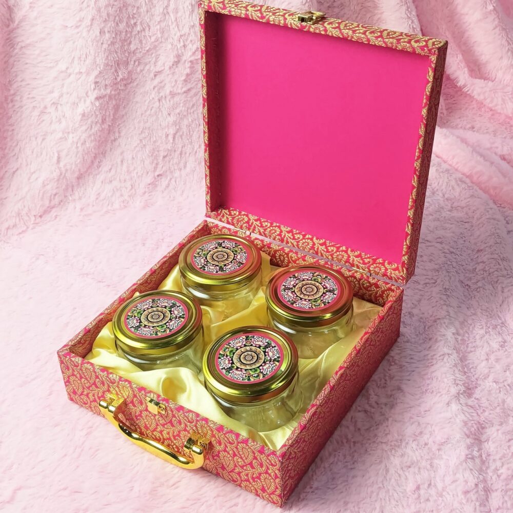 Mdf Premium Fabric box With 4 salsa jars (9.5x9.5x3.5 Inches) 1803 - Image 3