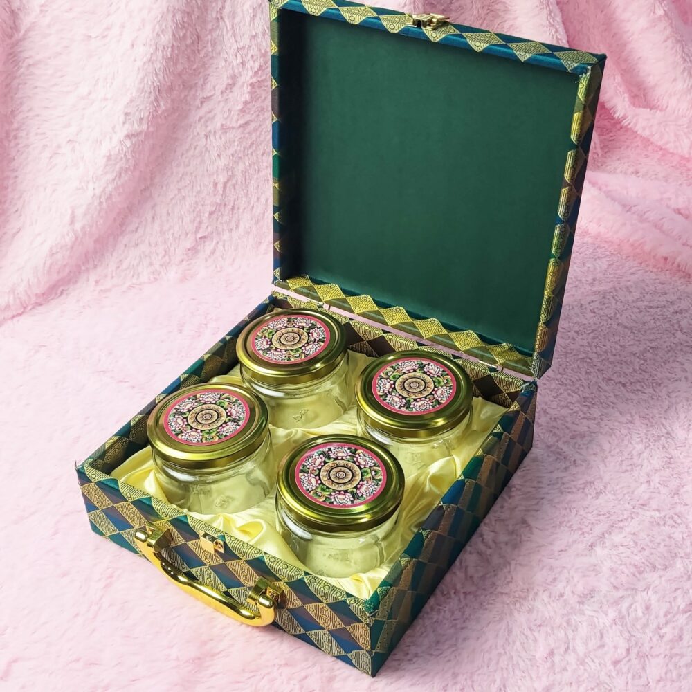 Mdf Premium Fabric box With 4 salsa jars (9.5x9.5x3.5 Inches) 1802 - Image 2