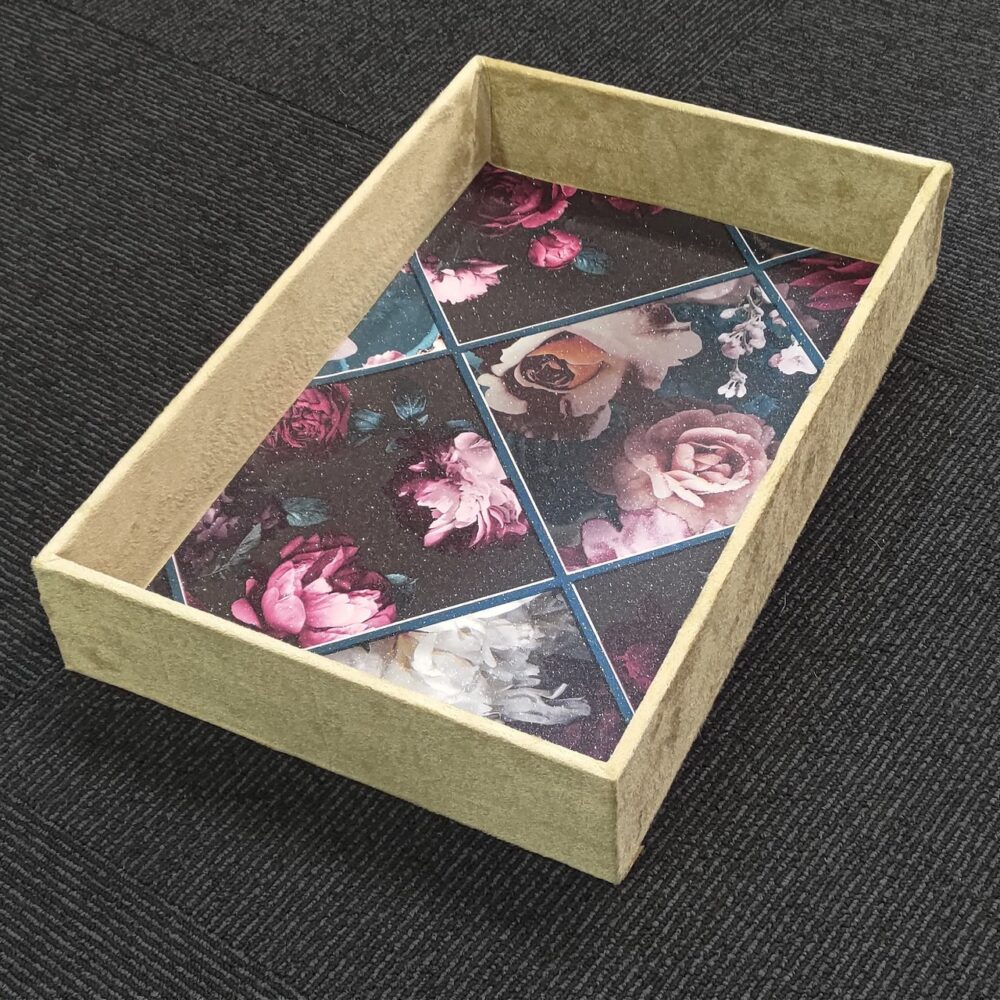 Beautiful MDF Velvet Multipurpose Gifting Tray / YELLOW - Image 2