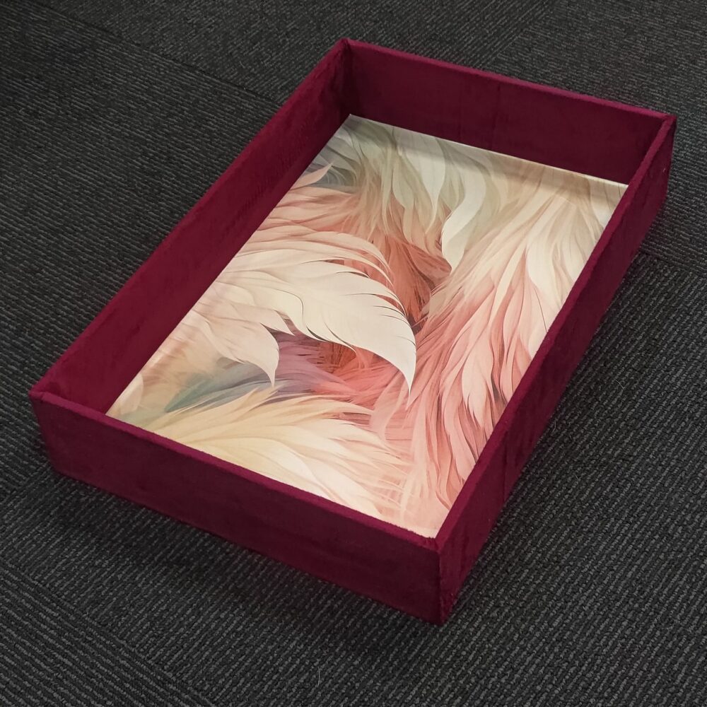 Beautiful MDF Velvet Multipurpose Gifting Tray / MAROON - Image 2
