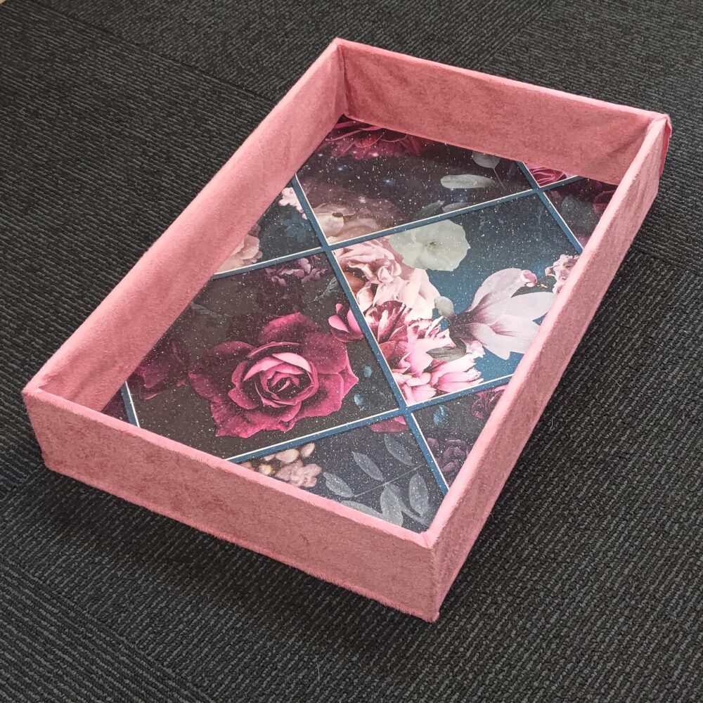 Beautiful MDF Velvet Multipurpose Gifting Tray / DARK PINK - Image 2