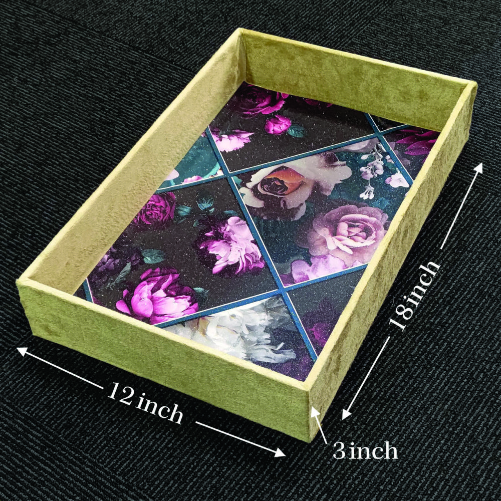 Beautiful MDF Velvet Multipurpose Gifting Tray / YELLOW - Image 3