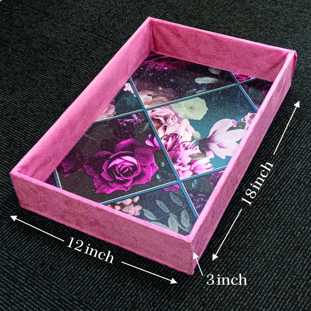 Beautiful MDF Velvet Multipurpose Gifting Tray / DARK PINK - Image 3