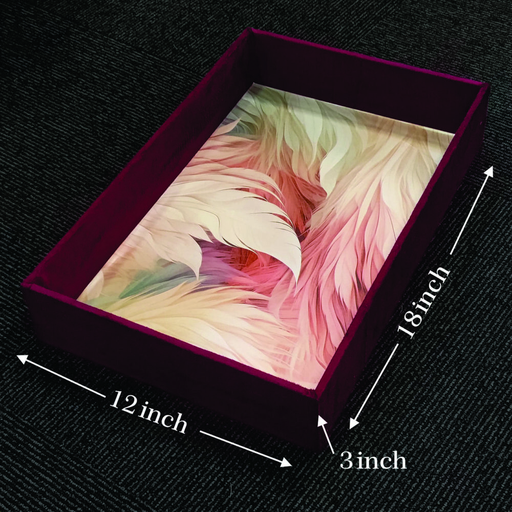 Beautiful MDF Velvet Multipurpose Gifting Tray / MAROON - Image 3