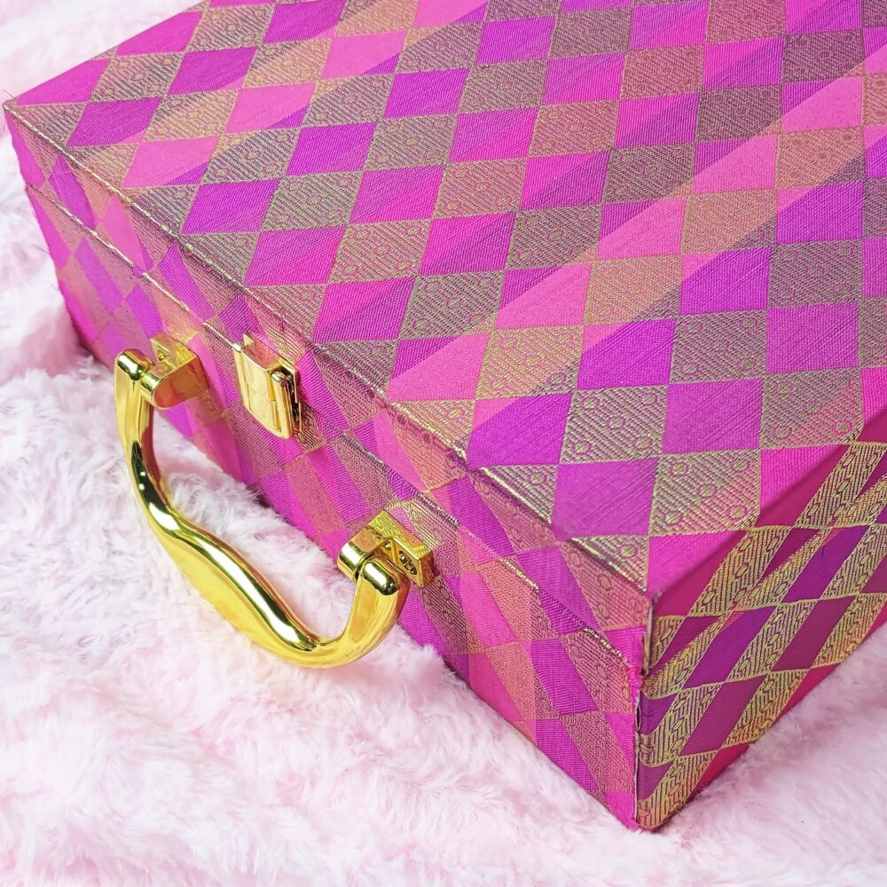 Mdf Premium Fabric box With 4 salsa jars (9.5x9.5x3.5 Inches) 1805 - Image 2
