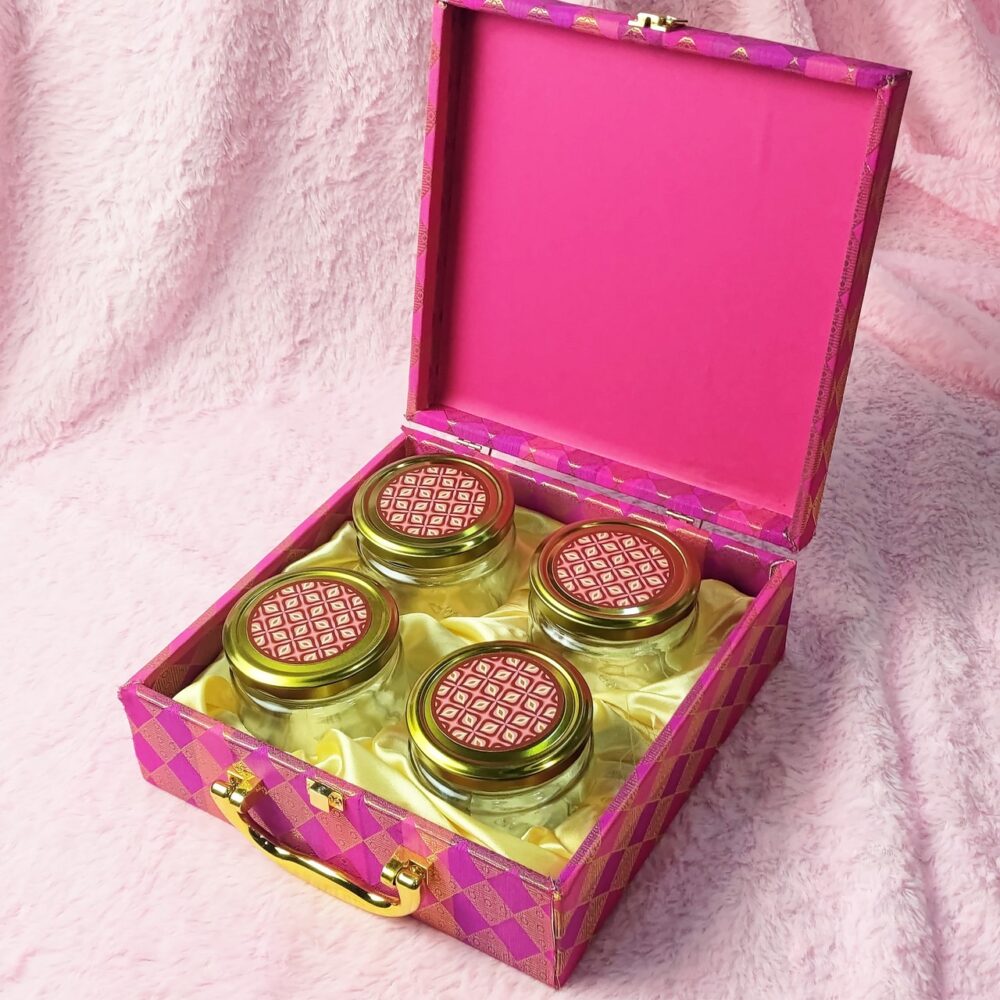 Mdf Premium Fabric box With 4 salsa jars (9.5x9.5x3.5 Inches) 1805 - Image 3